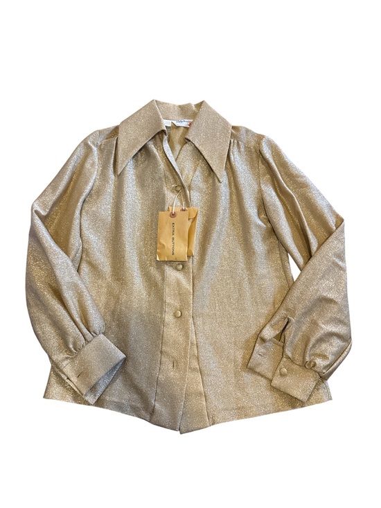 ladyarrow Tops - Vintage Metallic Gold Button-Up Shirt Jacket size 10